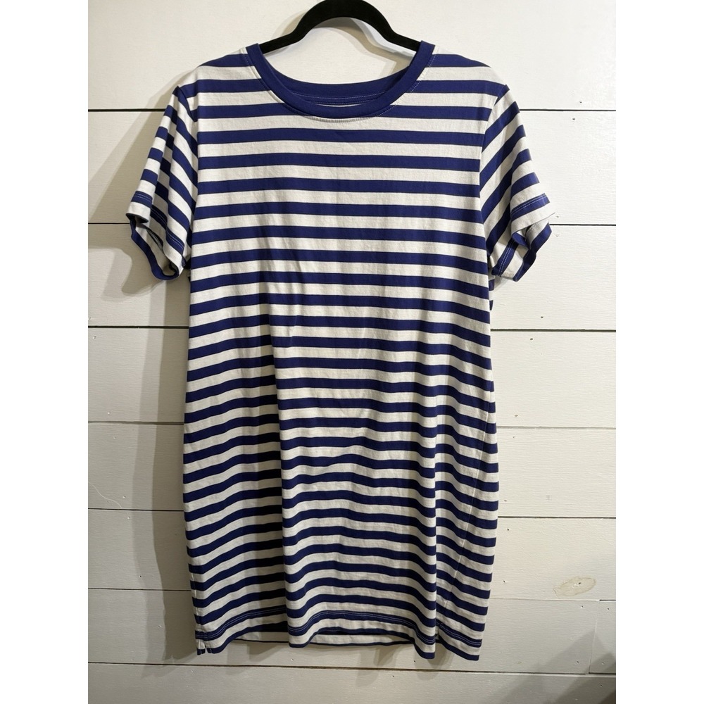 Free Assembly Blue White Striped Cotton T-Shirt Dress Size Large